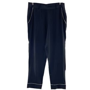 Sezane 100% Silk Lightweight Tapered Ankle Pants Contrast Edging Size 36 US 4